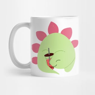 Stegosaurus dino Strawberry Red Boba Pearls Bubble Tea Mug